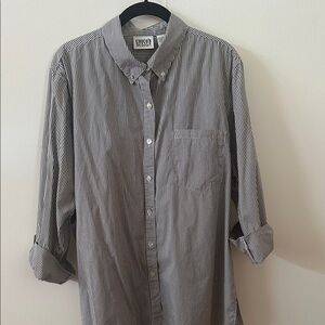 Chico's Off Black and White Striped Blouse